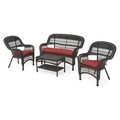 Set mobilier pentru gradina/terasa, 4 piese, Barbara, otel, maro/grena