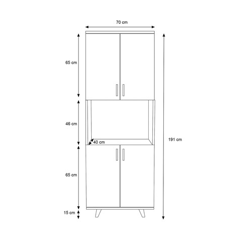 Dulap multifunctional, Lacivert, Selin, 70 x 176 x 40 cm, pal melaminat, stejar/alb