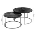 Set 2 masute de cafea Solme, Pakoworld, 75x75x45 cm/60x60x40 cm, PAL/metal, negru marmorat/auriu