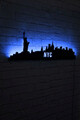 Decoratiune luminoasa LED, NYC Skyline, MDF, 60 LED-uri, Albastru