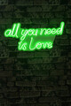 Decoratiune luminoasa LED, All You Need is Love, Benzi flexibile de neon, DC 12 V, Verde