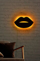 Decoratiune luminoasa LED, Lips 2, MDF, 60 LED-uri, Galben