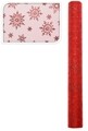 Decoratiune Glitter snowflake, 36.5x200 cm, poliamida, rosu