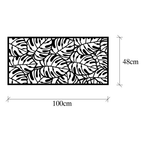 Decoratiune de perete, Decorative Panel 6, Metal, 100 x 48 cm, Negru