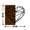 Decoratiune de perete, Heart, 50% lemn/50% metal, Dimensiune: 58 x 58 cm, Nuc / Negru