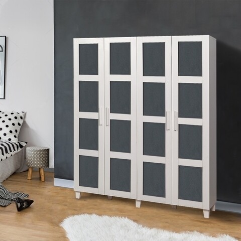 Dulap pentru haine Salvia 1 - White, Anthracite, Vella, 160x48x189 cm