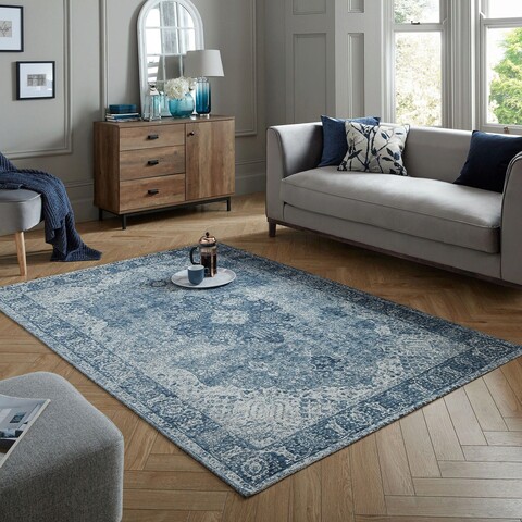 Covor Antique Traditional Blue, Flair Rugs, 200x290 cm, fibre acrilice, albastru