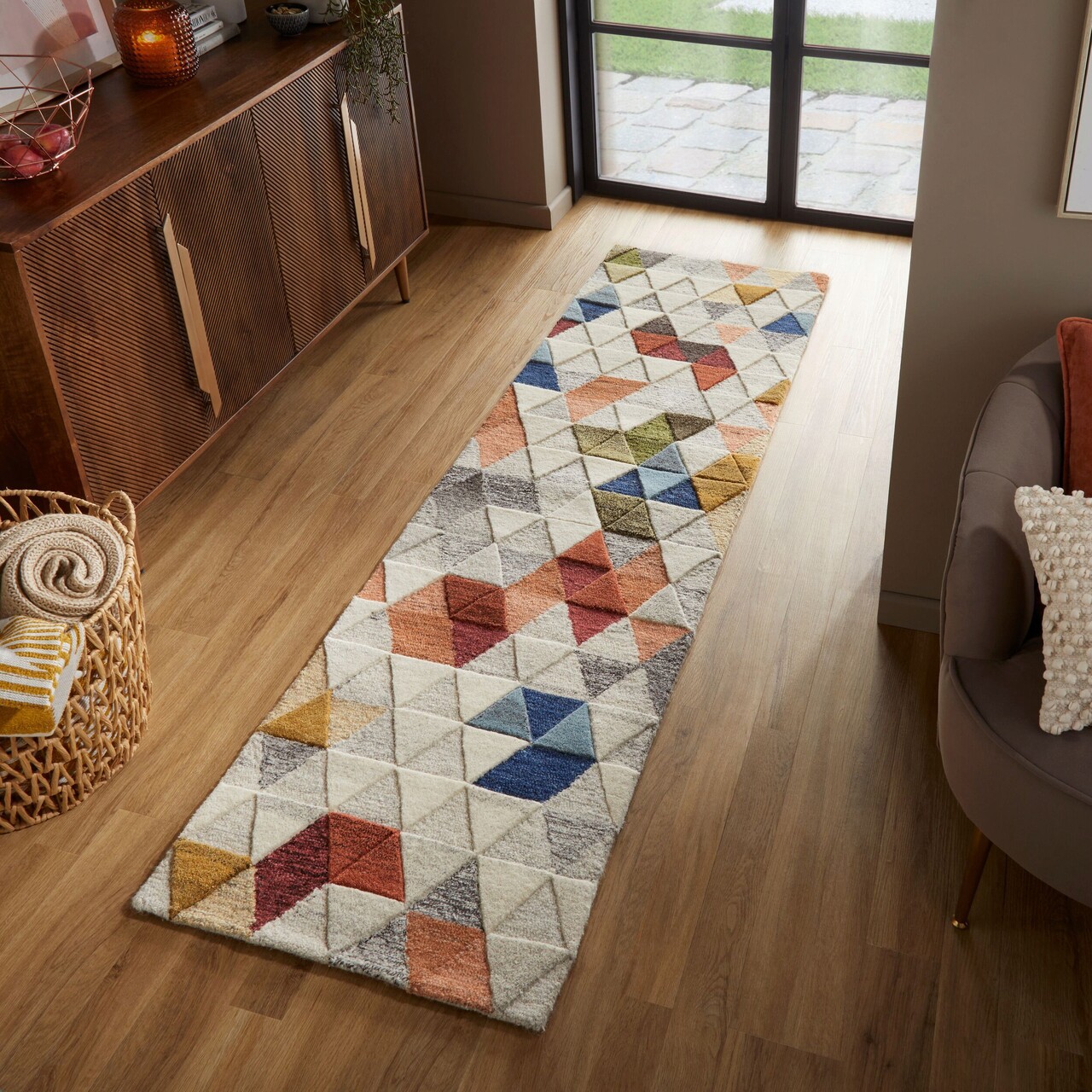 Covor Amari Natural/Multi, Flair Rugs, 60x230 cm, lana, multicolor