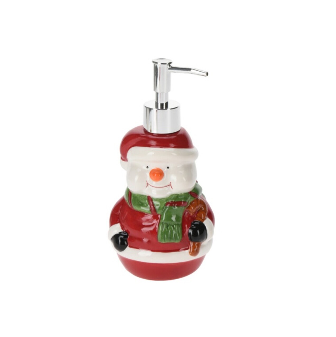 Dispenser sapun lichid Snowman v3, Excellent Houseware, 9.5x9x19.5 cm, dolomit, rosu