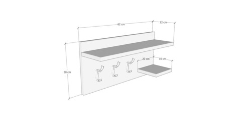 Raft de perete, Kalune Design, Tarçın, 62x30x12 cm, Alb