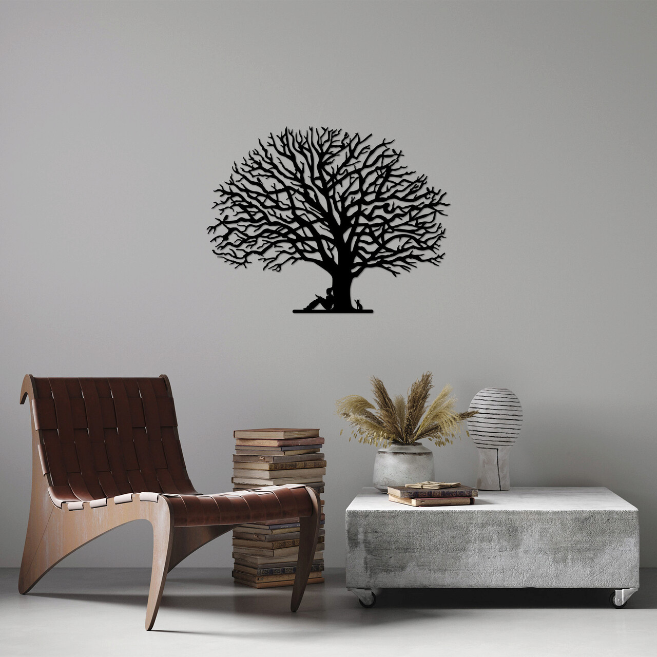 Decoratiune de perete, Monumental Tree 15, Metal, Dimensiune: 74 x 57 cm, Negru - 2 | YEO