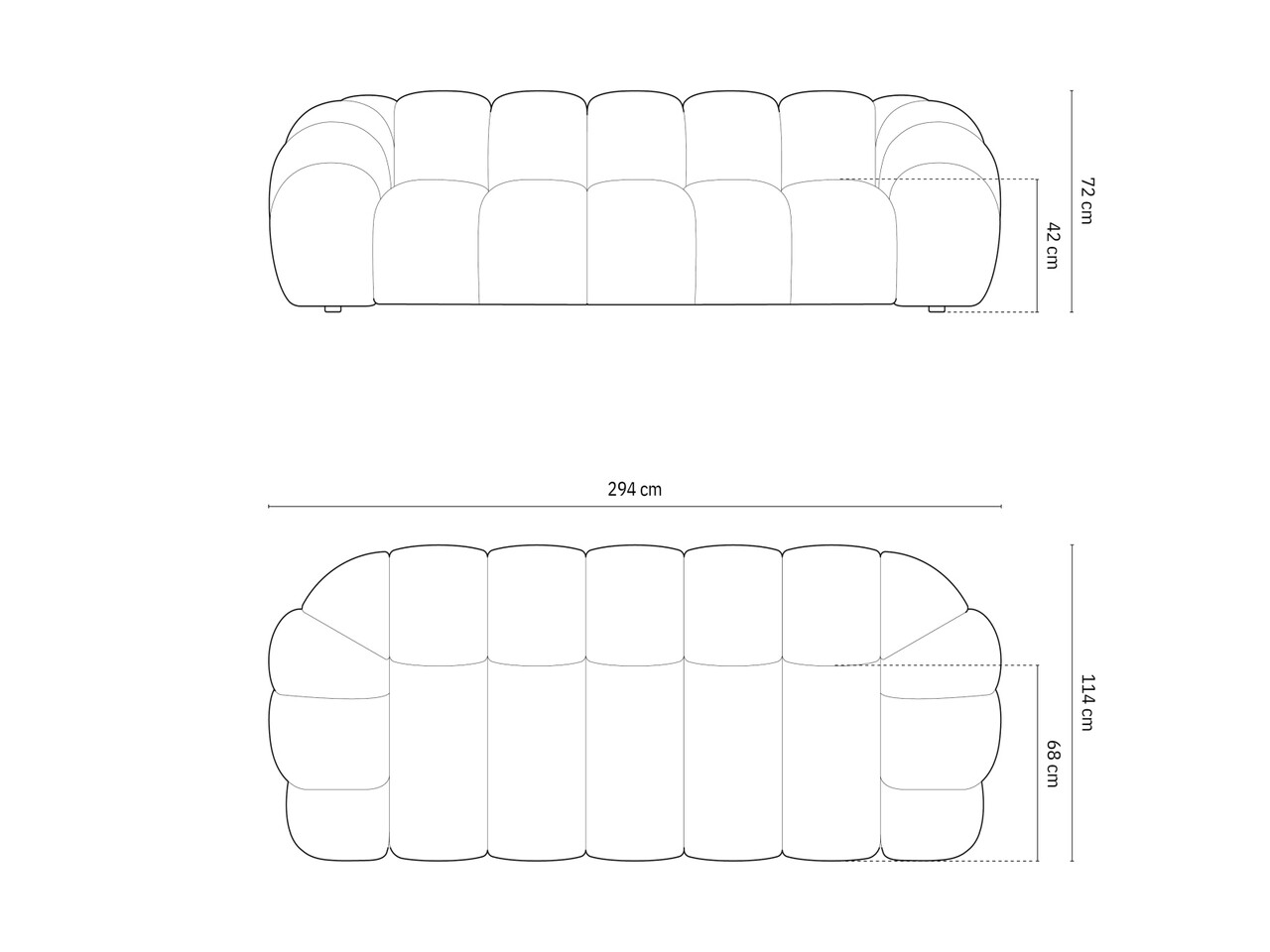 Canapea 4 locuri, Diana-192, Micadoni Home, 294x114x72 cm, catifea structurata, albastru jeans