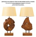 Lampa de masa Kepala, Mauro Ferretti, 1 x E27, 40W, 35x69 cm, tec reciclat, lucrat manual, model unicat, maro