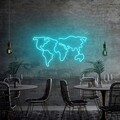 Lampa de perete World Map, Neon Graph, 66x38x2 cm, albastru