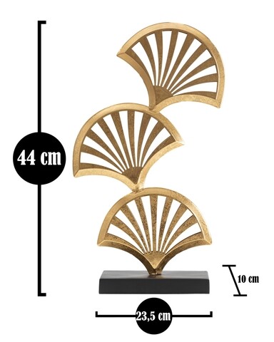 Decoratiune Triple Leaf, Mauro Ferretti, 3.5x10x44 cm, fier, auriu