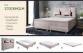 Pat matrimonial, Stockholm, Classic E, 180x200 cm, saltea tip Pocket, topper memory, Taupe