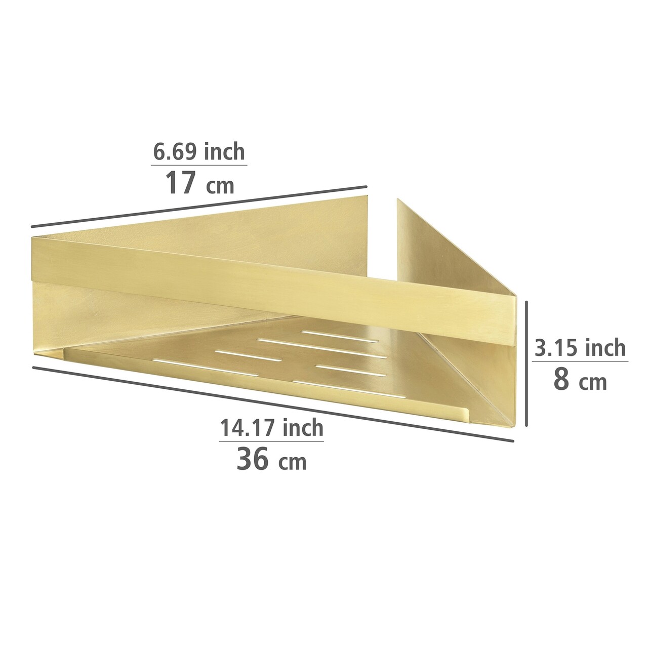 Etajera De Colt Pentru Baie, Wenko, Turbo-Loc Genova Gold, 36 X 17 X 8 Cm, Inox, Auriu