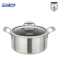 Oala cu capac 7 L, Titanium, Cooking by Heinner, 28x13 cm, inox/sticla, argintiu