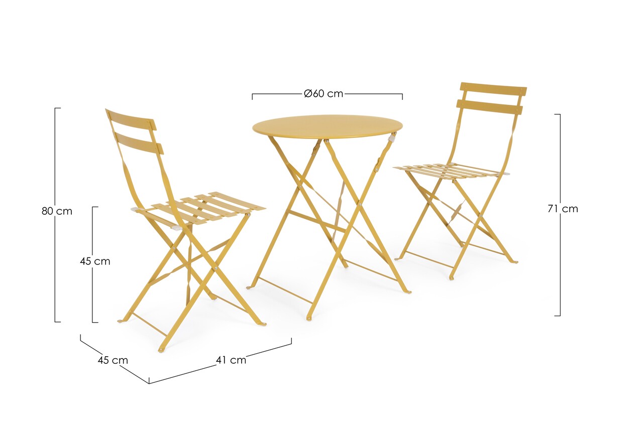 Set Mobilier De Gradina Bistro 3 Piese Wissant, Bizzotto, Otel, Finisaj Mat, Ocru