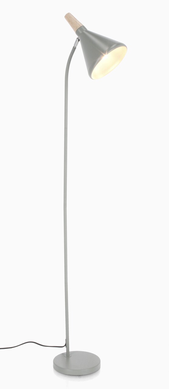 Lampadar Brill, Bizzotto, 31x20x148 cm, 1 x E27, 25W, otel/lemn de pin, gri - 2 | YEO