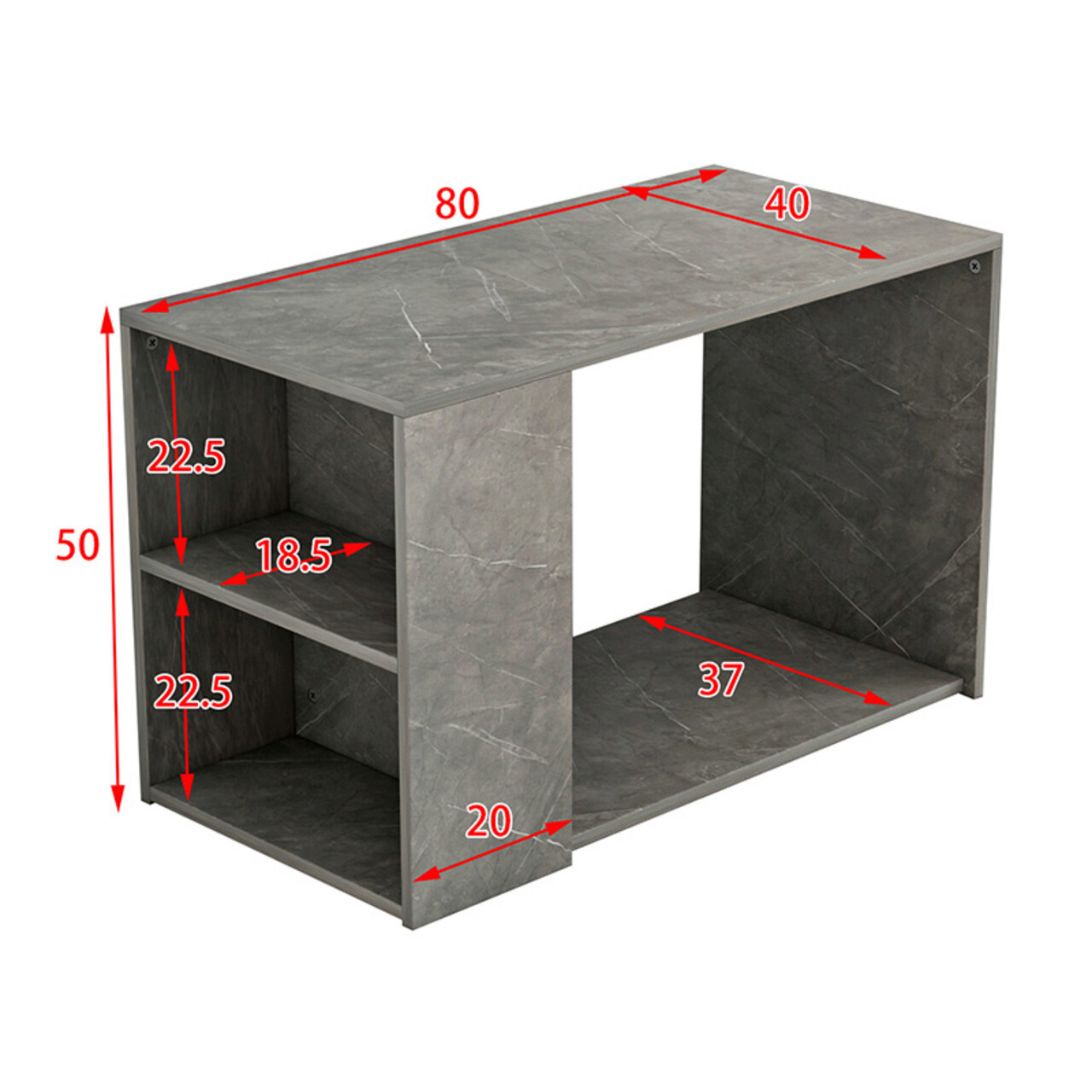 Masuta de cafea Hattie, Pakoworld, 80x40x50 cm, PAL melaminat, natural/alb