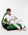 Fotoliu puf, Bean Bag Ferndale, Pyramid Double Color, 145 cm, poliester impermeabil, verde/negru