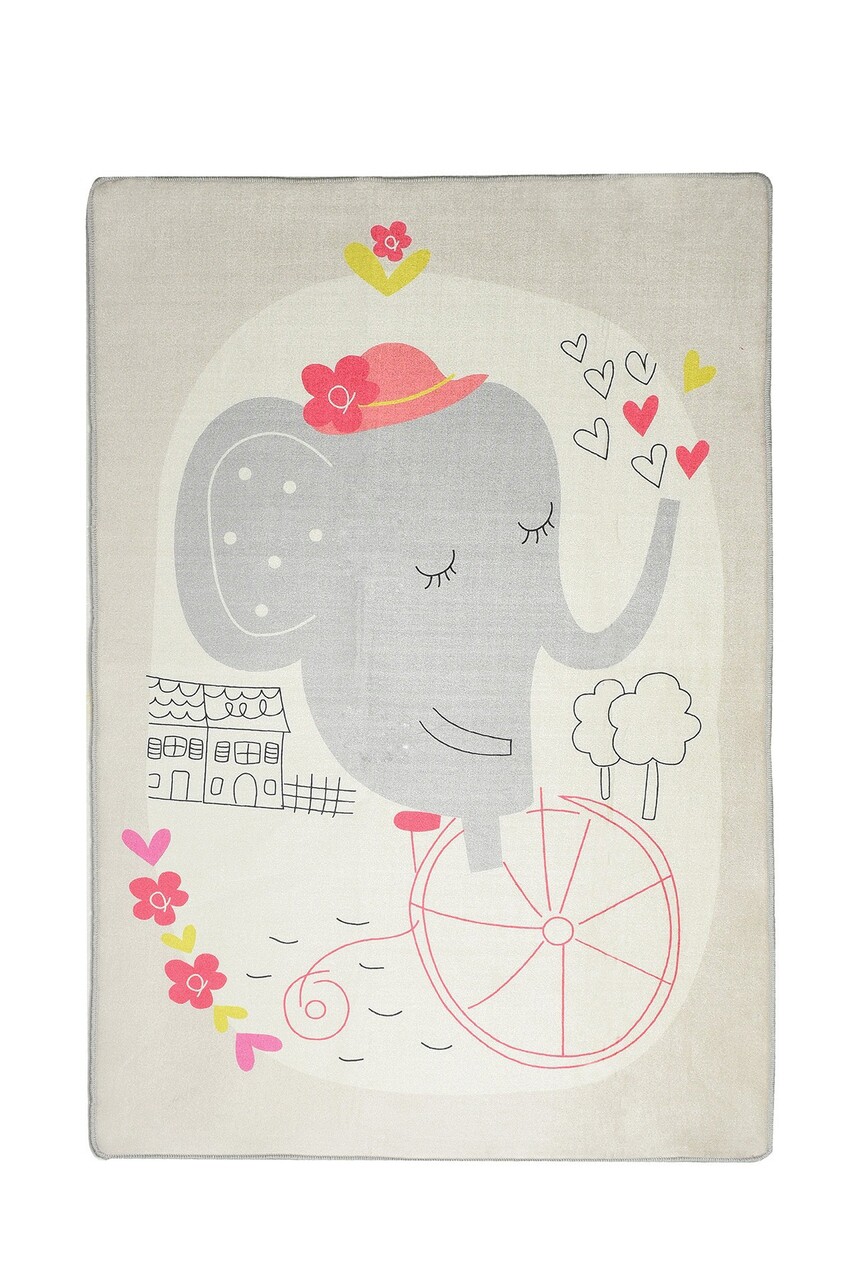 Covor, Elephants Bike, 100x160 cm, Catifea, Multicolor - 1 | YEO