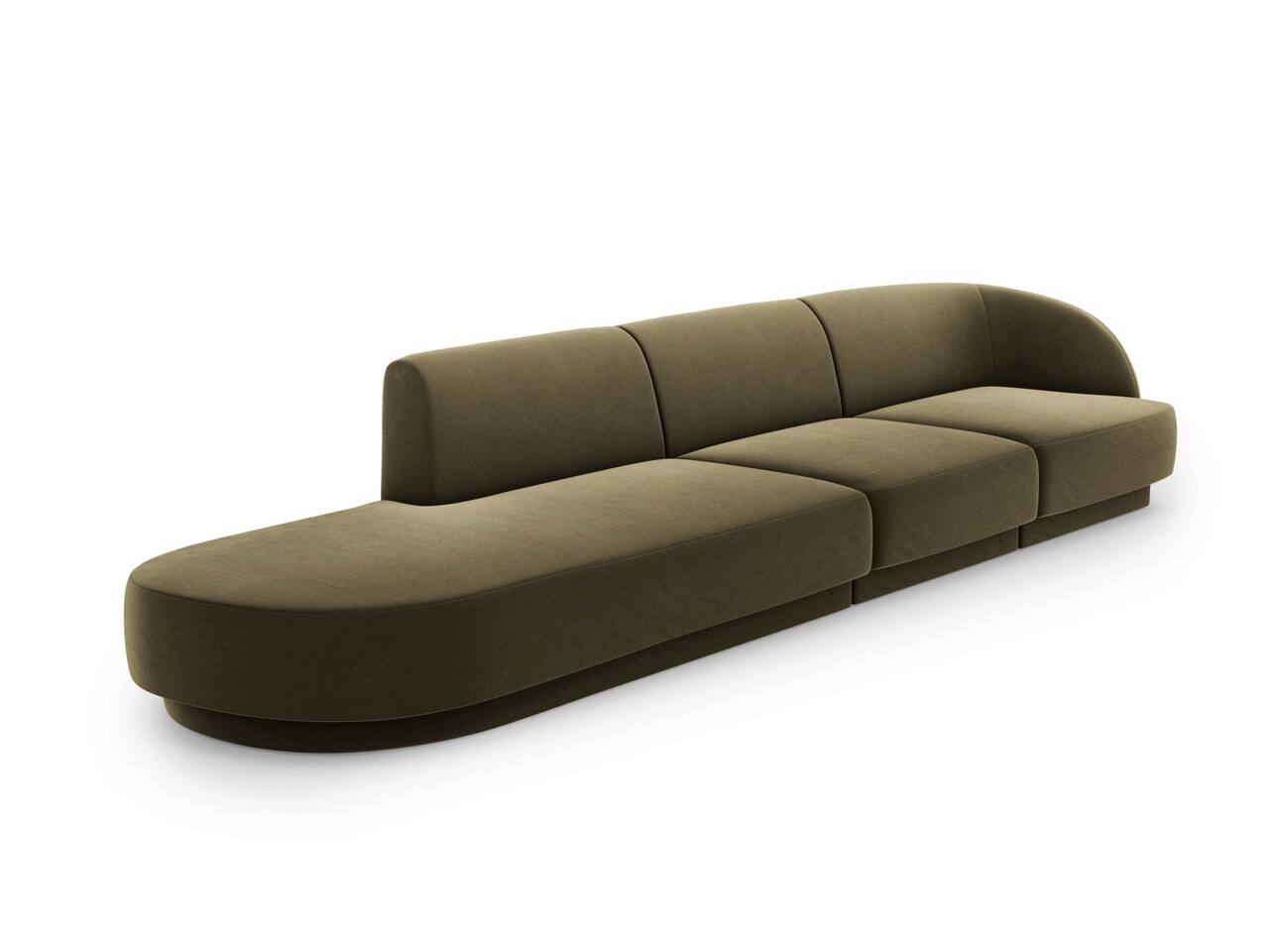 Canapea 4 locuri cotiera stanga, Miley, Micadoni Home, BL, 325x85x74 cm, catifea, verde - 1 | YEO