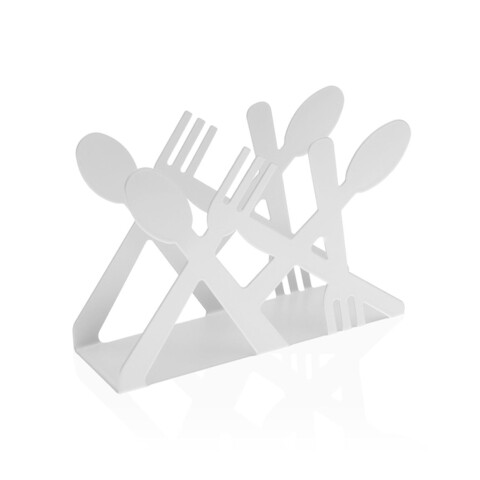 Suport pentru servetele Cutlery, Versa, 13.5 x 4 x 9 cm, otel, alb