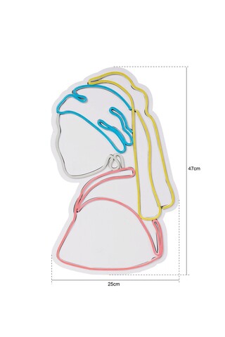 Decoratiune luminoasa LED, Girl With A Pearl Earring Pinky, Benzi flexibile de neon, DC 12 V, Multicolor