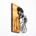 Decoratiune de perete, Woman 2, 50% lemn/50% metal, Dimensiune: 39 x 3 x 50 cm, Negru / Nuc deschis