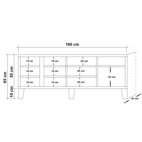 Comoda TV, Sapphire, Marina Mila, 160 x 65 x 45 cm, pal melaminat, maro