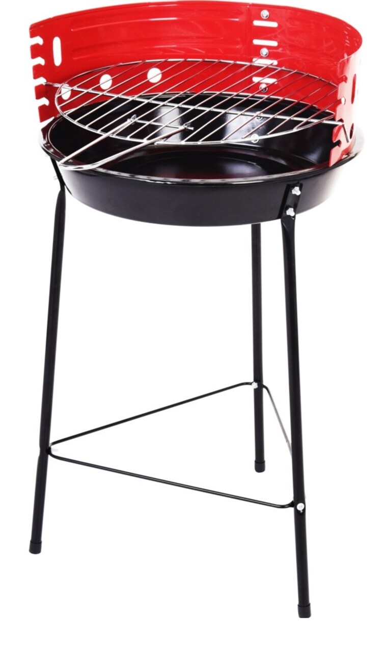 Gratar fix cu 3 picioare BBQ Half open, Ø33 cm, metal, rosu