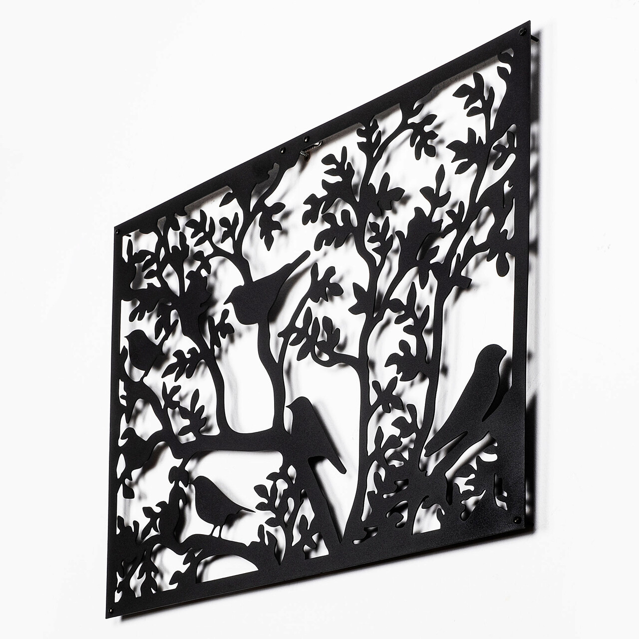 Decoratiune de perete, Tree Branch Birds 2, Metal, Dimensiune: 59 x 41 cm, Negru - 2 | YEO