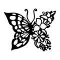 Decoratiune de perete, Butterfly From Flower, Metal, Dimensiune: 59 x 1,5 x 49 cm, Negru