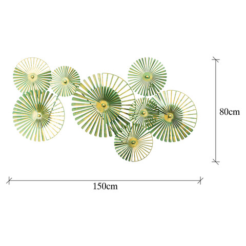 Decoratiune de perete, Weihai, Metal, Dimensiune: 150 x 82 x 14 cm, Verde / Aur