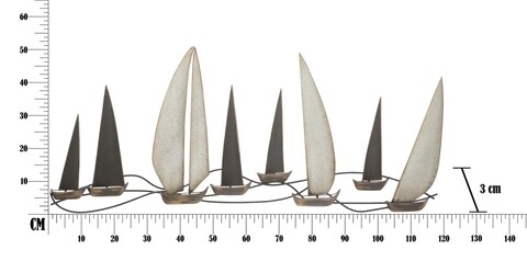 Decoratiune de perete 3D Regata, Mauro Ferretti, 119x3x51 cm, fier