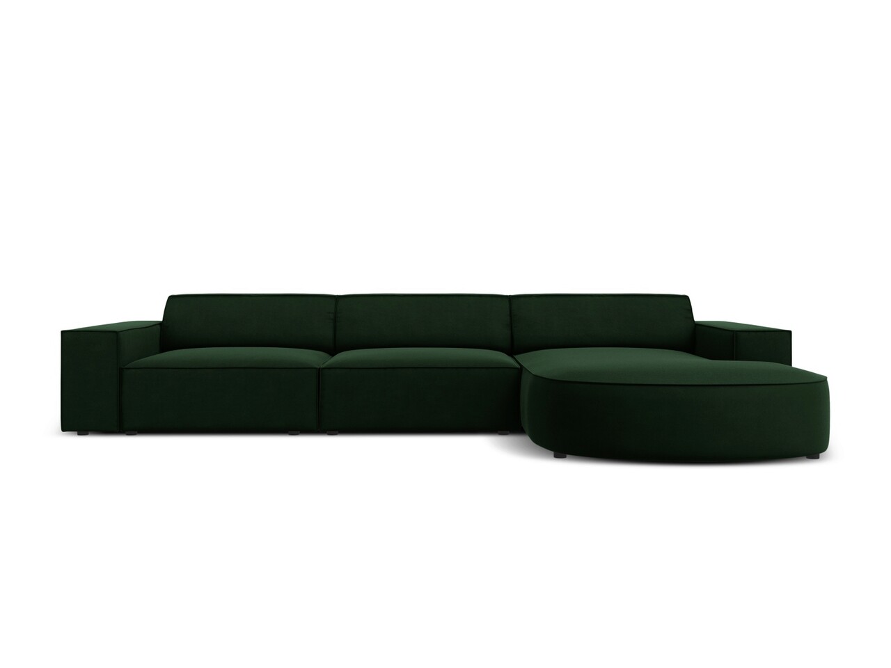 Coltar dreapta 4 locuri, Jodie, Micadoni Home, BL, forma rotunjita, 284x166x70 cm, catifea, verde bottle