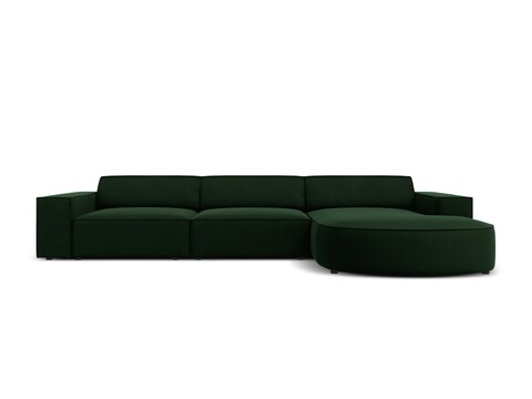 Coltar dreapta 4 locuri, Jodie, Micadoni Home, BL, forma rotunjita, 284x166x70 cm, catifea, verde bottle