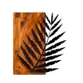 Decoratiune de perete, Leaf 3, 50% lemn/50% metal, Dimensiune: 50 x 58 cm, Nuc / Negru