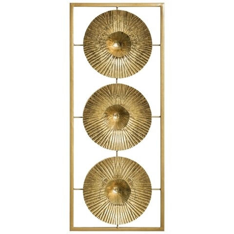 Decoratiune de perete Lines Gold, Homemania, 25 x 61 cm, metal