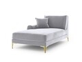 Sezlong living stanga, Madara, Mazzini Sofas, gold legs, 102x182x90 cm, catifea, argintiu