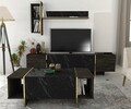 Set mobilier living, Talon, Veyron Set 1, PAL, Negru/Auriu