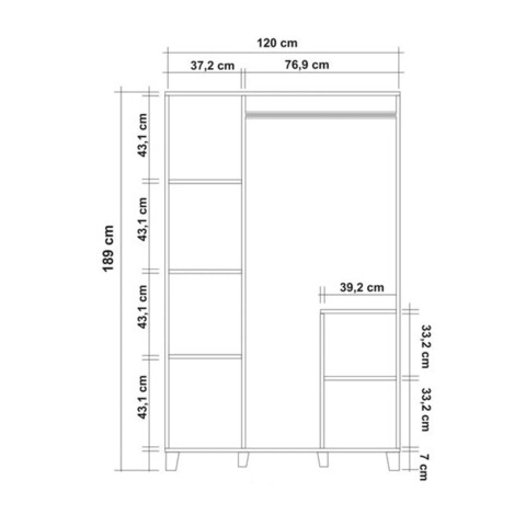 Dulap pentru haine, Vella, Leva Sun, 120 x 189 x 48 cm, pal melaminat, multicolor