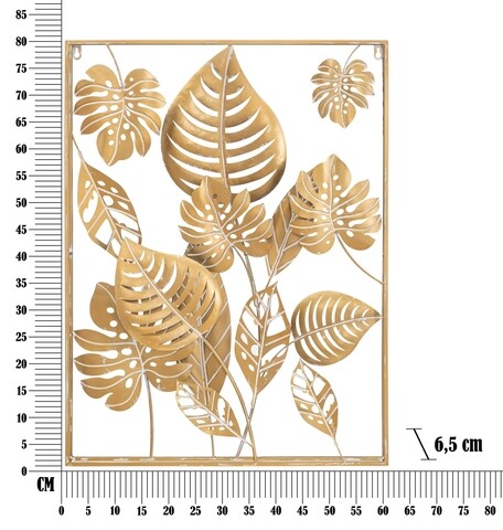 Decoratiune de perete Jungle Rectangle, Mauro Ferretti, 60x80 cm, fier, auriu