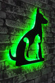 Decoratiune luminoasa LED, Cat n Dog, MDF, 60 LED-uri, Verde