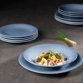 Set de masa 12 piese, Like Villeroy & Boch, Color Loop Horizon, portelan premium, albastru