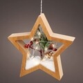 Decoratiune luminoasa suspendabila Star, Lumineo, 15 LED-uri, cu baterii, 18x4.5x17 cm, MDF