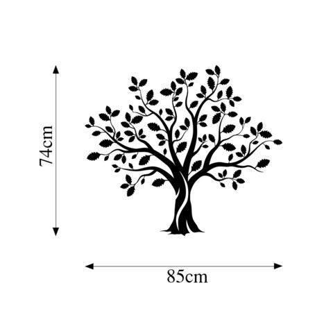 Decoratiune de perete, Monumental Tree 14, Metal, Dimensiune: 85 x 74 cm, Negru