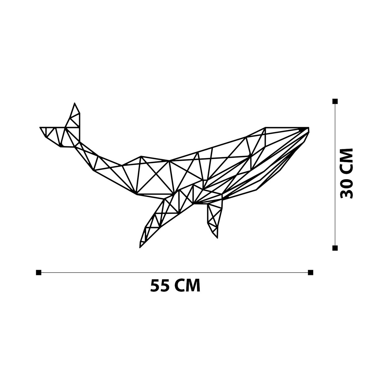 Decoratiune de perete, Whale 1, metal, 56 x 31 cm, negru